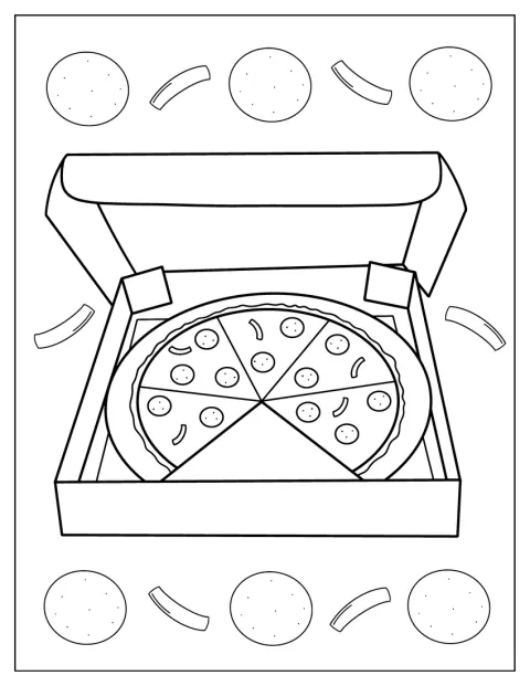 Una pizza intera è accanto alla sua scatola aperta.