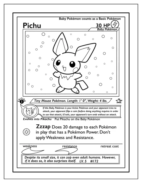 Pichu apparaît sur une carte Pokémon portant le nom Zzzap.