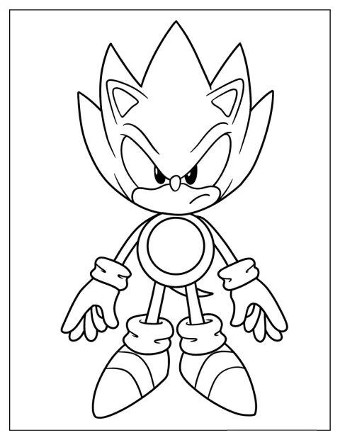 Um contorno simples mostra Super Sonic numa pose descontraída.