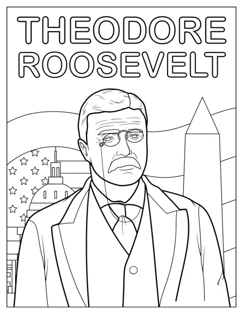 Le président Theodore Roosevelt est représenté en portrait.