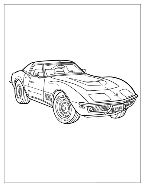 クラシックなC3 シボレー コルベットが描かれています。