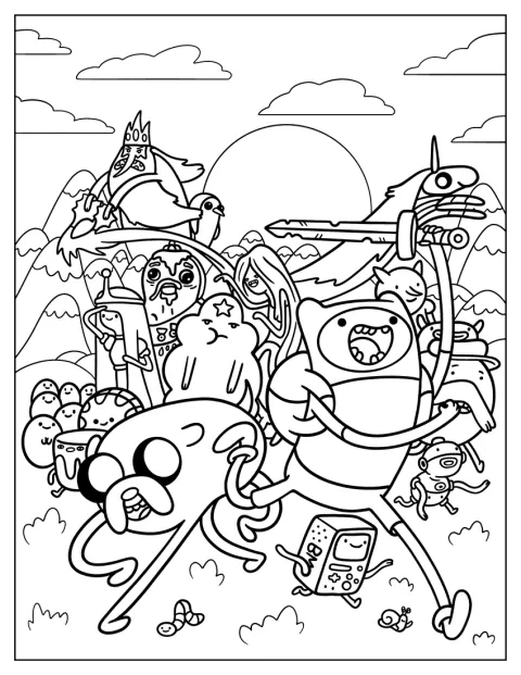 Figurer fra Eventyrtid fyller en detaljert plakat.
