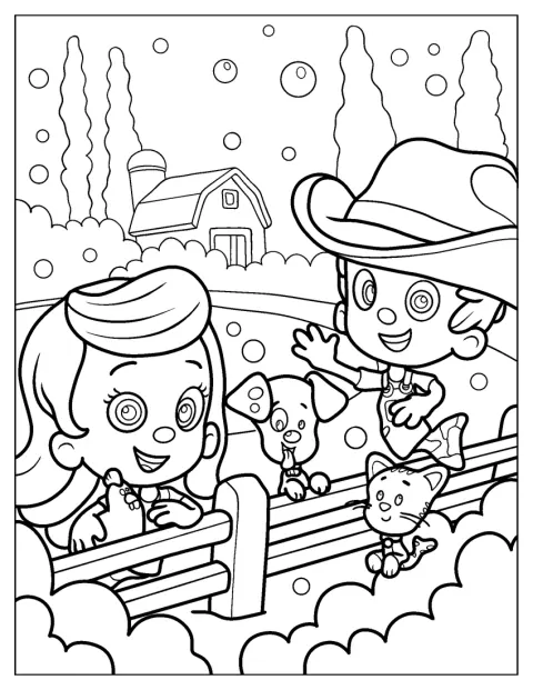 Molly y Gil visitan una granja acompañados por sus amigos de Bubble Guppies.