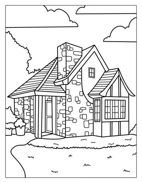 石造りの小さな家が、かわいらしい姿で建っています。