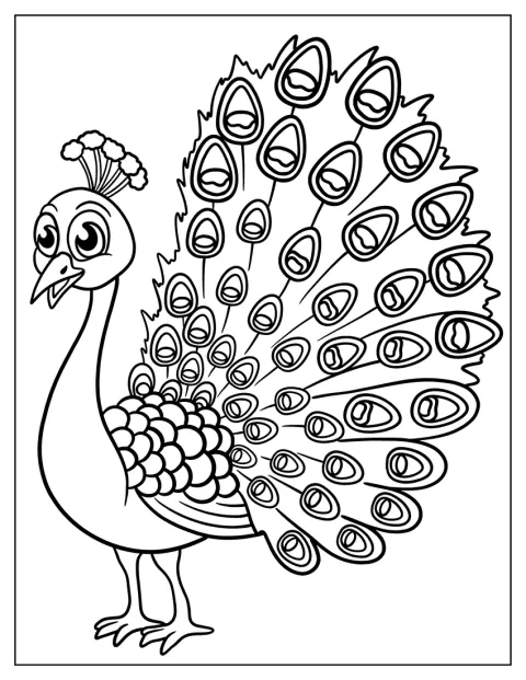Un paon montre fièrement ses magnifiques plumes en éventail.