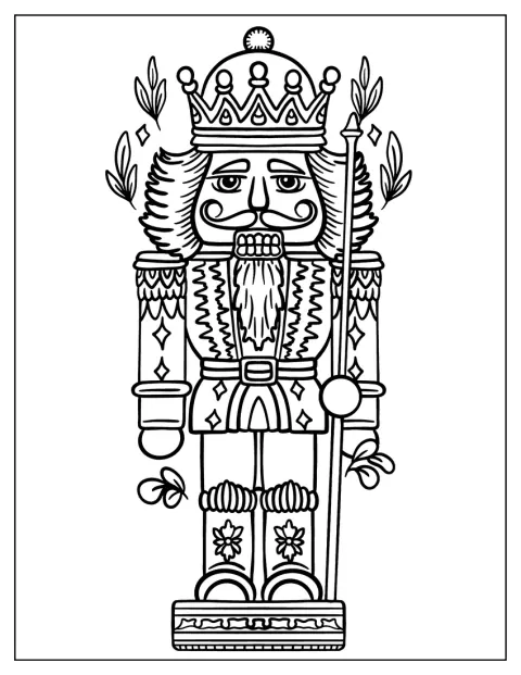 Detailed Nutcracker Coloring Page Wearing A Crown