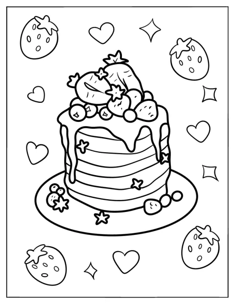 Fruity Pancake Coloring Page Tower Dripping With Syrup