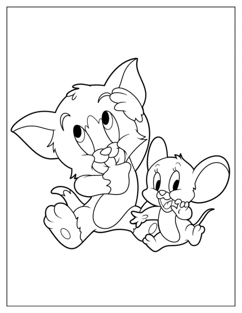 Tom e Jerry sono ritratti da cuccioli con un grazioso stile kawaii.