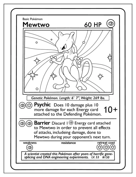 Mewtwo er avbildet på et Pokémon-kort.