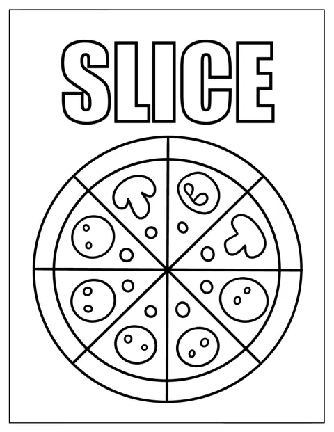 Nad okrągłą pizzą widnieje napis „Slice”.
