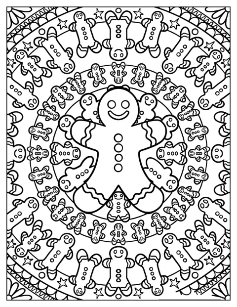 Julekager med honningkagefigurer fylder en hel mandala.