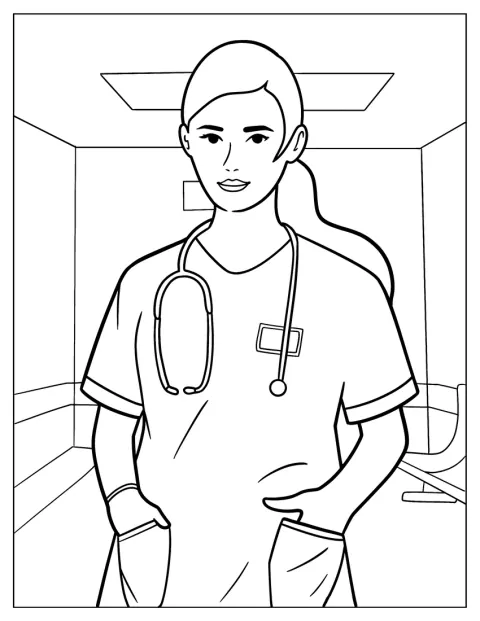 Um médico com uniforme clínico sorri e segura um estetoscópio.