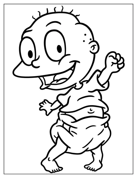 Tommy Pickles sorride e alza un pugno, pronto a festeggiare.