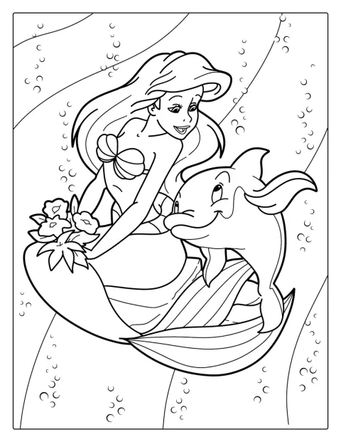 Breaker, il delfino de La sirenetta, nuota tra le onde.