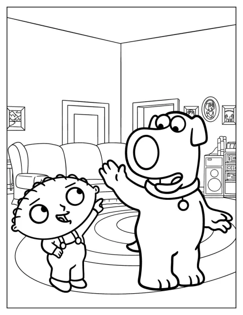 Brian et Stewie échangent un high five.