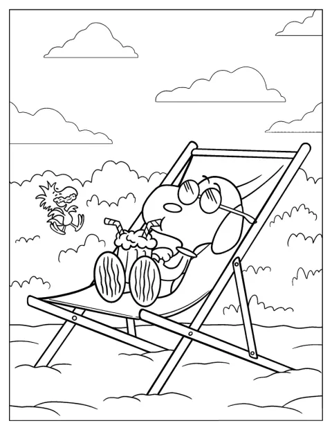 Snoopy descansa plácidamente al sol.