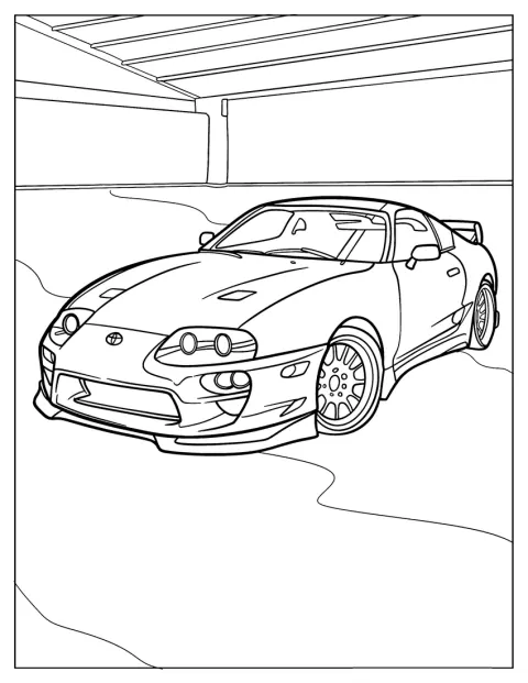 En Toyota Supra MK4 ses fra siden med sit sporty karrosseri.
