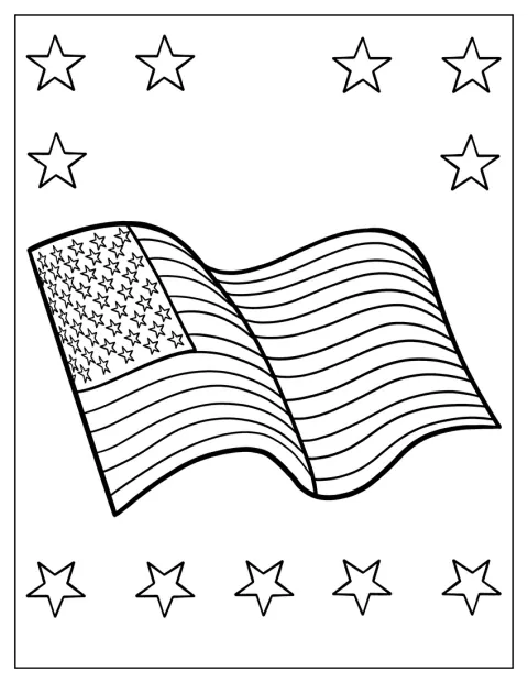 Simple American Flag To Color
