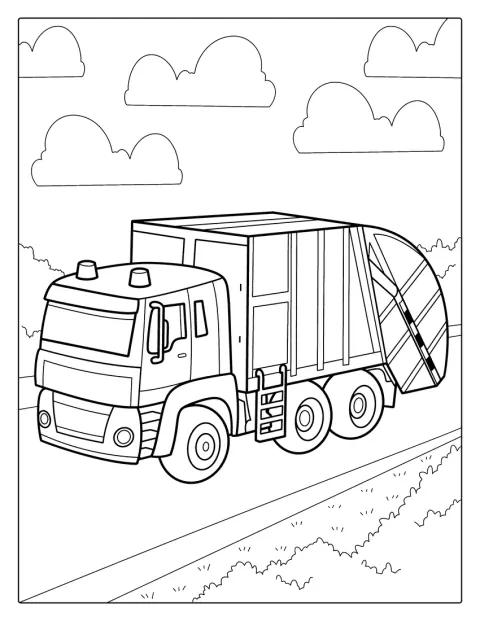 ゴミ収集車が道路を走行しています。
