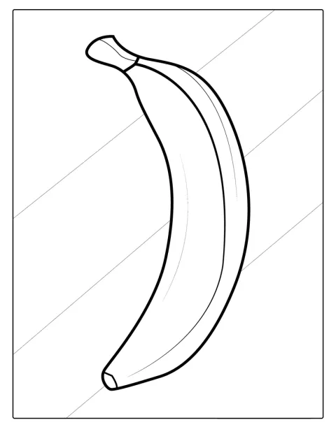 En banan vises alene med enkle konturer.