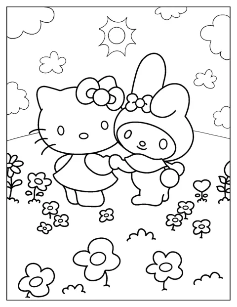 My Melody og Hello Kitty går hånd i hånd.