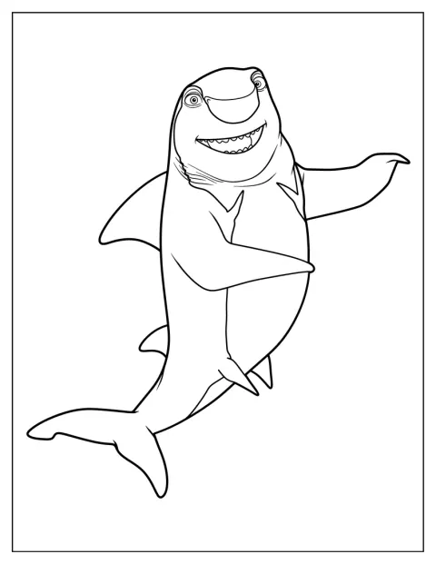 Lenny de haai uit Shark Tale staat afgebeeld.