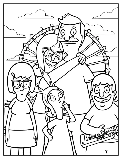 Bob, Linda, Tina, Louise i Gene stoją przed diabelskim młynem.
