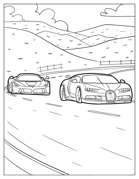 En Bugatti Chiron kör runt på en racingbana.