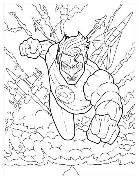 Green Lantern affronte ses adversaires dans une bataille.