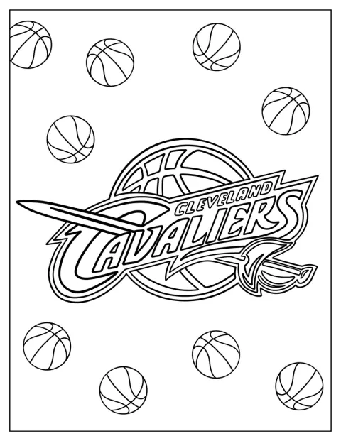 Het embleem van Cleveland Cavaliers staat centraal.