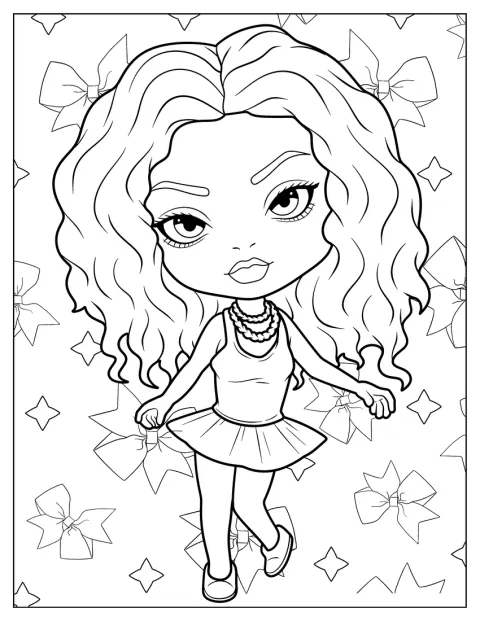 Una versione chibi di Beyoncé danza con aria allegra.