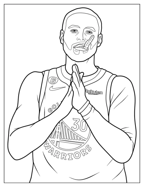 Stephen Curry mestecă o proteză dentară pentru sport.