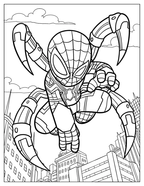 Kawaii Iron Spider-Man Coloring Page For Preschoolers