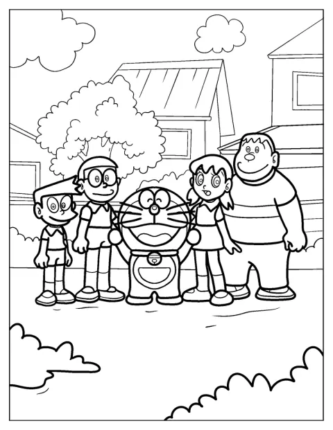 Doraemon è in compagnia dei suoi amici, pronti per un’avventura.