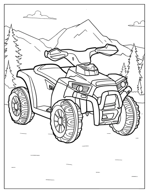 Realistic ATV Coloring Page In The Forest