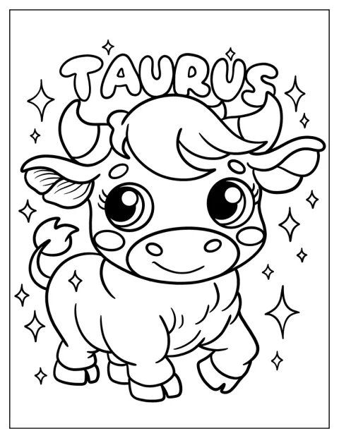 Pieni härkä kimaltelee koristeiden keskellä Taurus-tekstin alla.