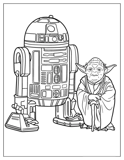 Yoda acompaña a R2-D2 en esta escena.