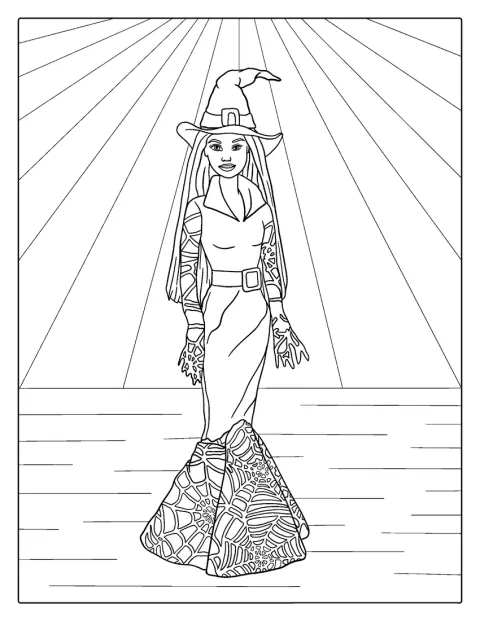 Barbie boszorkánynak öltözve készül Halloweenre.