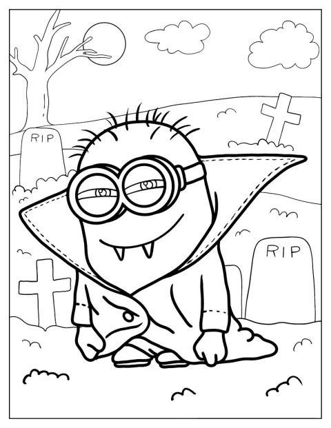 Un Minion lleva capa y otros detalles de un disfraz de vampiro.