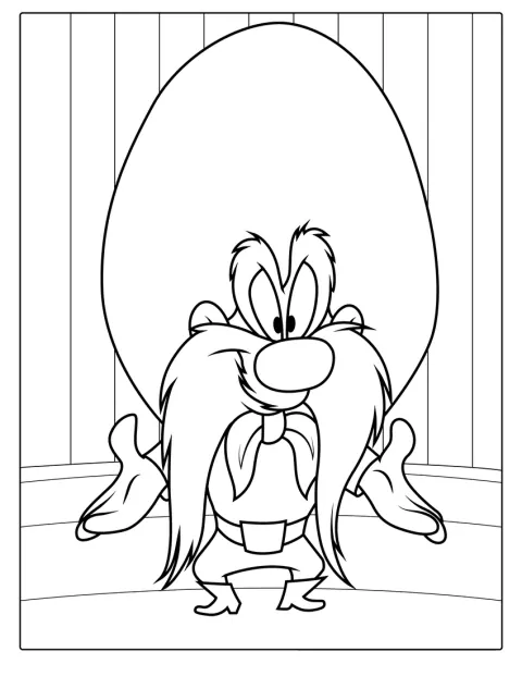 Yosemite Sam poseeraa cowboyvarusteissa.
