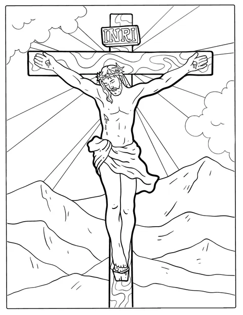 Jesus ist am Kreuz dargestellt.