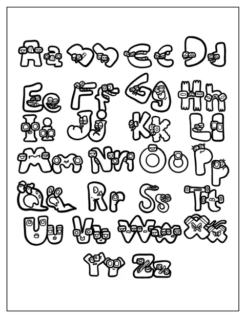 Alfabetul complet din Alphabet Lore cuprinde literele de la A la Z.