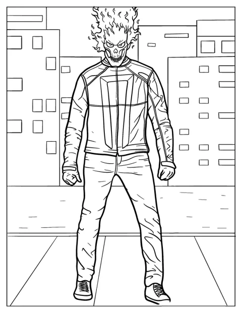 Simple Ghost Rider Coloring Page