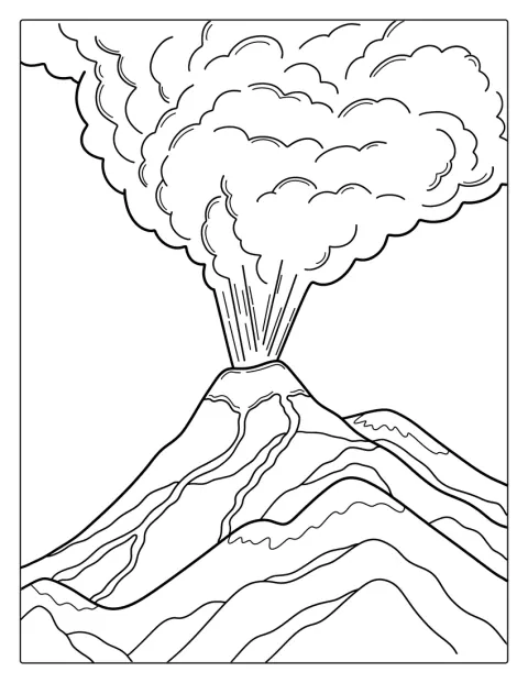 Un volcan en éruption projette des gaz et de la fumée.