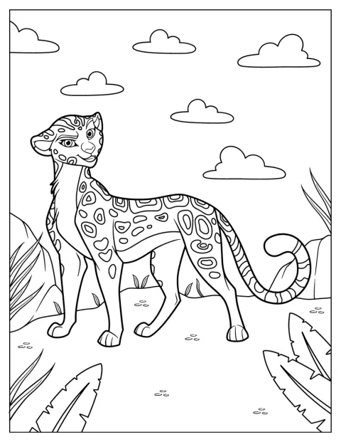 Female Cheetah Coloring Page Smirking