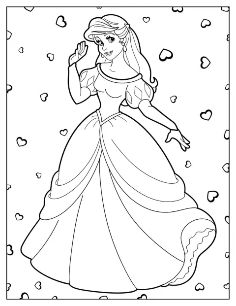 Ariel, ya convertida en humana, lleva un vestido de gala.