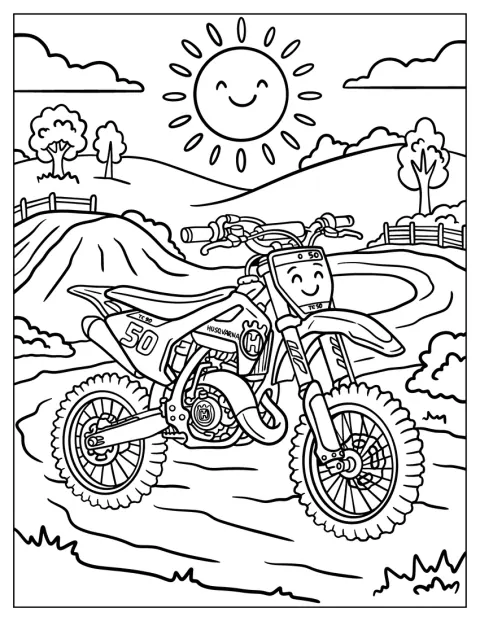Een Yamaha-crossmotor met nummer 50 staat op een zonnig motorcrosscircuit.