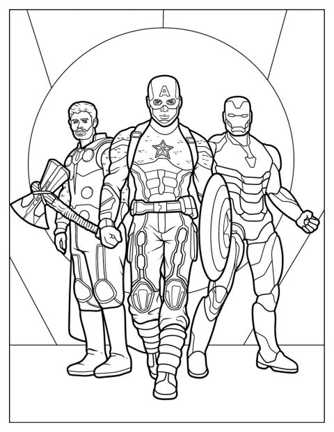 Thor e Iron Man acompañan a Capitán América, preparados para la acción.