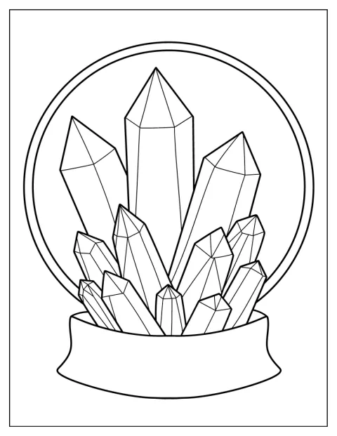 Crystal Coloring Page In A Glass Dome For Kids