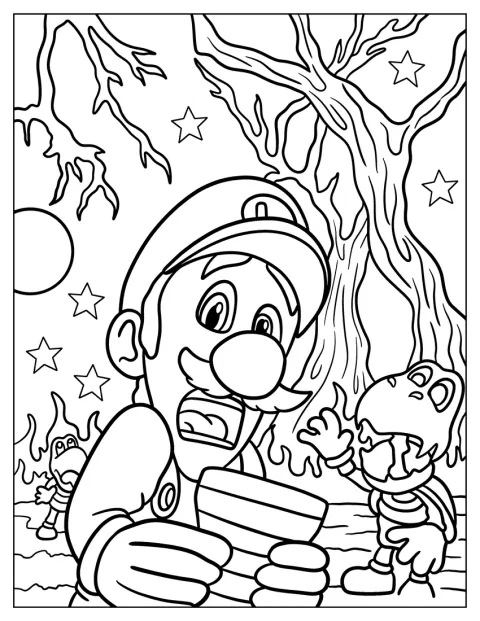 Yoshi y Huesitos persiguen a Luigi.